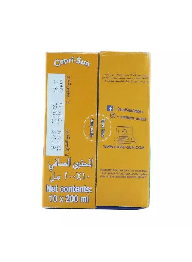 Capri-Sun Drinking Juice Pouch, Orange Drink- Box Of 10 Pouches, 10X200 ml - Image 3