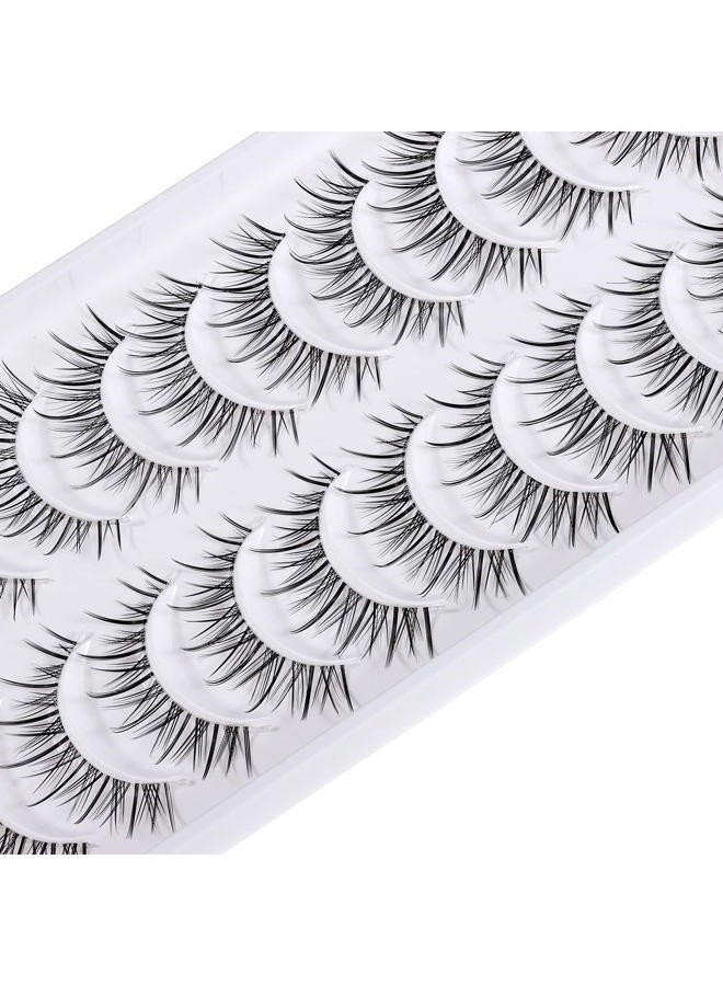 Outopen Manga Lashes Natural Look Japanese Anime Lashes Korean Asian Wispy Spiky Lashes with Clear Band Short Fake Eyelash 10 Pairs Pack by outopen - Image 4