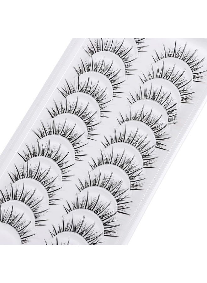 Outopen Manga Lashes Natural Look Japanese Anime Lashes Korean Asian Wispy Spiky Lashes with Clear Band Short Fake Eyelash 10 Pairs Pack by outopen - Image 2