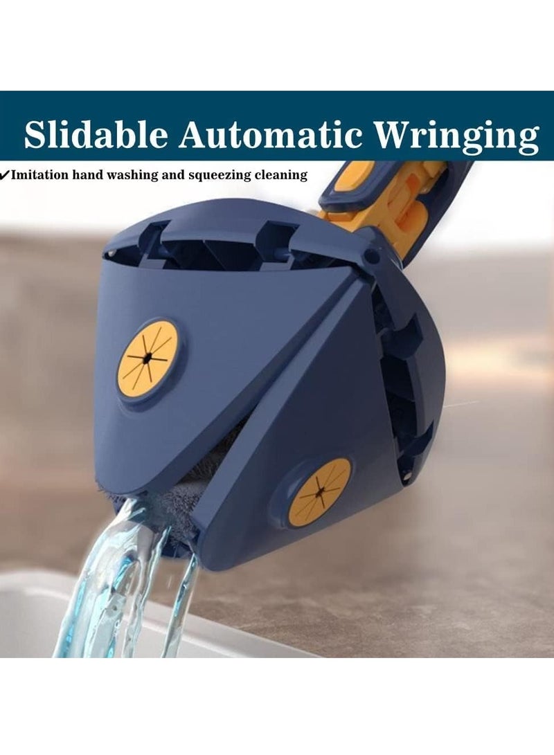 ممسحة قابلة للتدوير 360° وقابلة للتعديل فرشاة تنظيف تلسكوبية للأرضيات الخشبية والنوافذ والجدران وبلاط المثلث مجموعة ممسحة زرقاء - Image 3