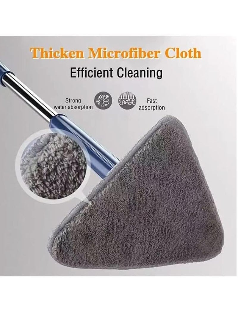 ممسحة قابلة للتدوير 360° وقابلة للتعديل فرشاة تنظيف تلسكوبية للأرضيات الخشبية والنوافذ والجدران وبلاط المثلث مجموعة ممسحة زرقاء - Image 4