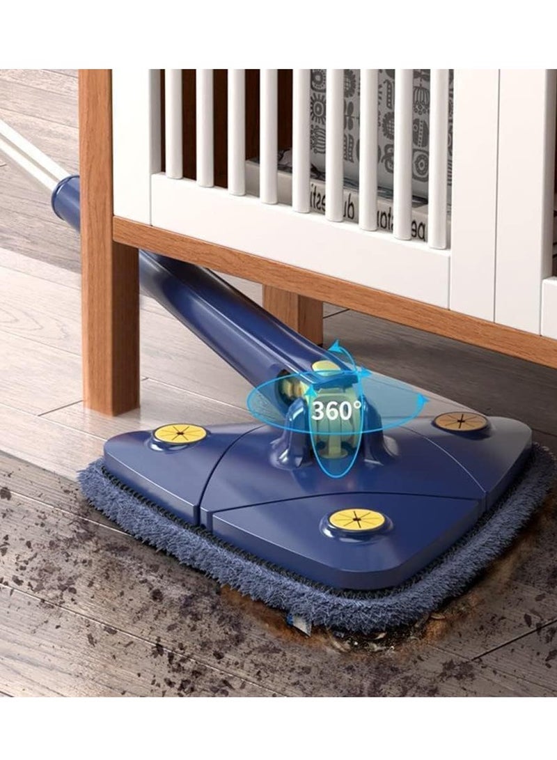ممسحة قابلة للتدوير 360° وقابلة للتعديل فرشاة تنظيف تلسكوبية للأرضيات الخشبية والنوافذ والجدران وبلاط المثلث مجموعة ممسحة زرقاء - Image 5