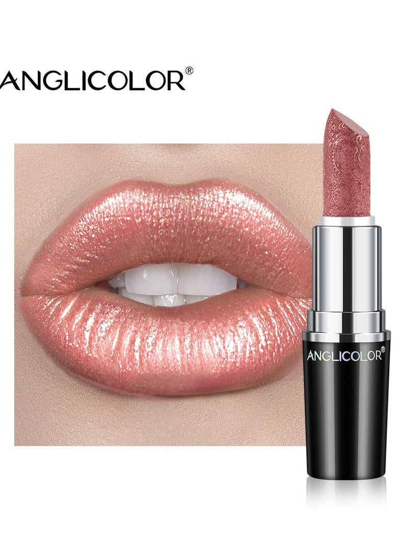 Anglicolor Glitter Lipstick High Impact Lipcolor,Nude Lipstick Moisturizing Creamy Formula,Metallic Lipstick For Women For Vegan and Cruelty-Free,Full-Coverage Lip Color, 07#PURE ENVY  - Image 1