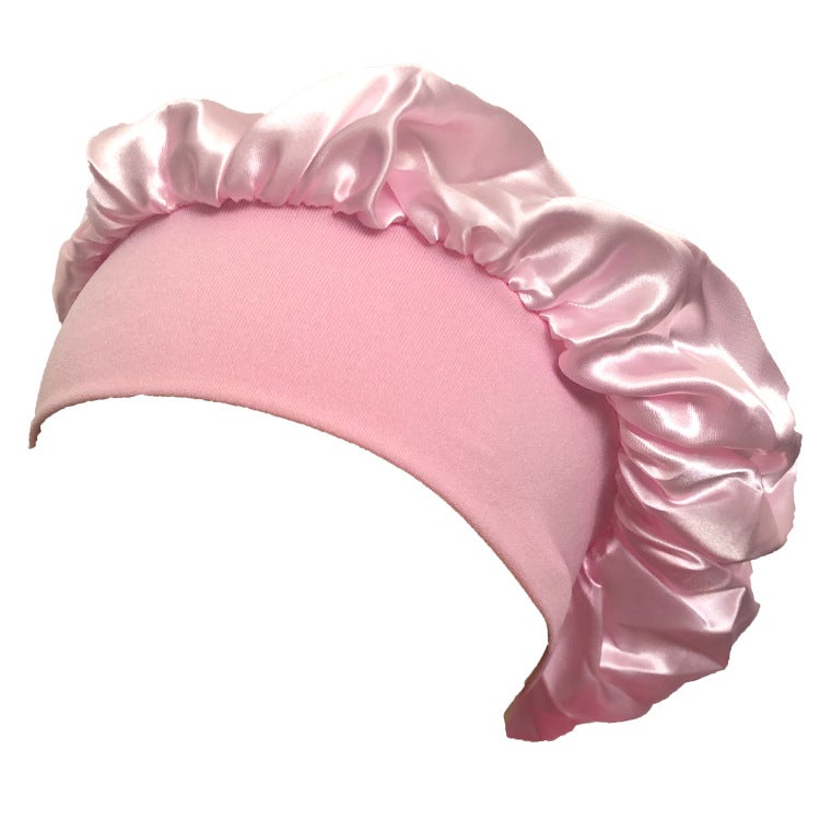 Wide-Brimmed High-Elastic Cloth Splicing Women'S Chemotherapy Cap Hair Care Shower Cap Baotou Ear Protection Nightcap Enlarged Shower Cap - Image 1