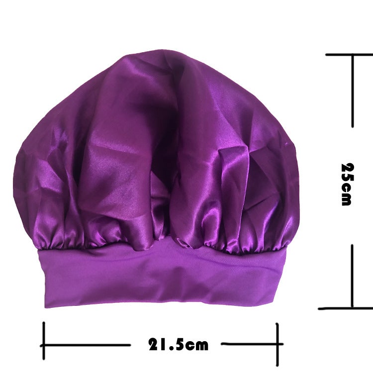 Wide-Brimmed High-Elastic Cloth Splicing Women'S Chemotherapy Cap Hair Care Shower Cap Baotou Ear Protection Nightcap Enlarged Shower Cap - Image 3