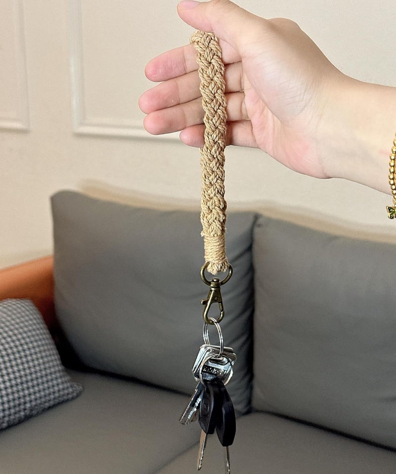 Moydolo Macrame Boho Keychain Bracelet Holder Handmade Keychain Wristlet Key Chain Wrist Lanyard for Women Girls - Image 5