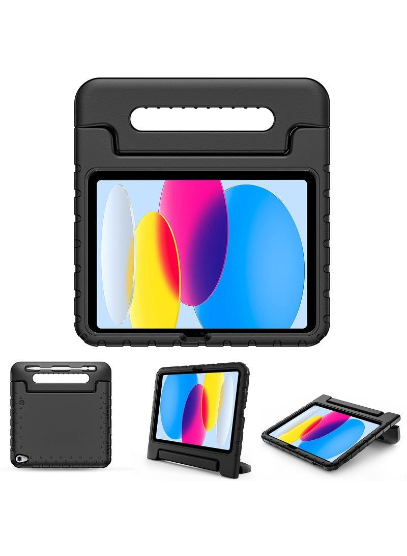 Procases Kids Case for iPad 10th Generation 10.9 Inch Shockproof Stand Cover with Convertible Handle Light Weight Kids Friendly Case for Boys Girls Toddlers Black - Image 1