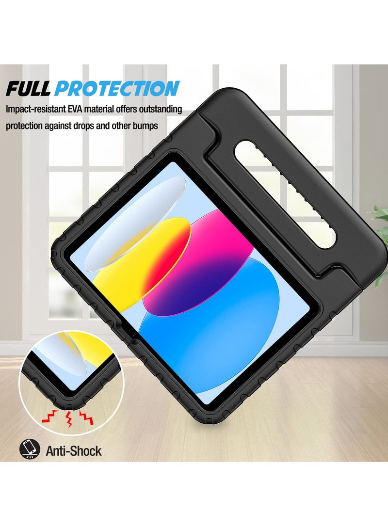 Procases Kids Case for iPad 10th Generation 10.9 Inch Shockproof Stand Cover with Convertible Handle Light Weight Kids Friendly Case for Boys Girls Toddlers Black - Image 5
