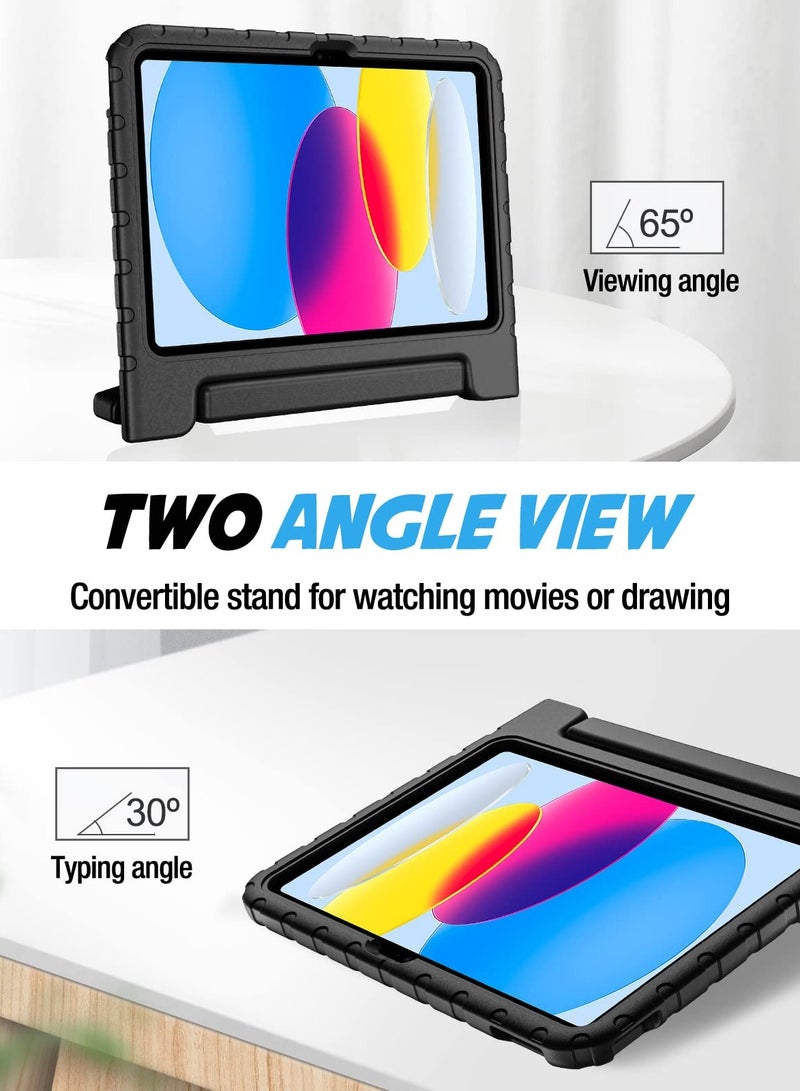 Procases Kids Case for iPad 10th Generation 10.9 Inch Shockproof Stand Cover with Convertible Handle Light Weight Kids Friendly Case for Boys Girls Toddlers Black - Image 4