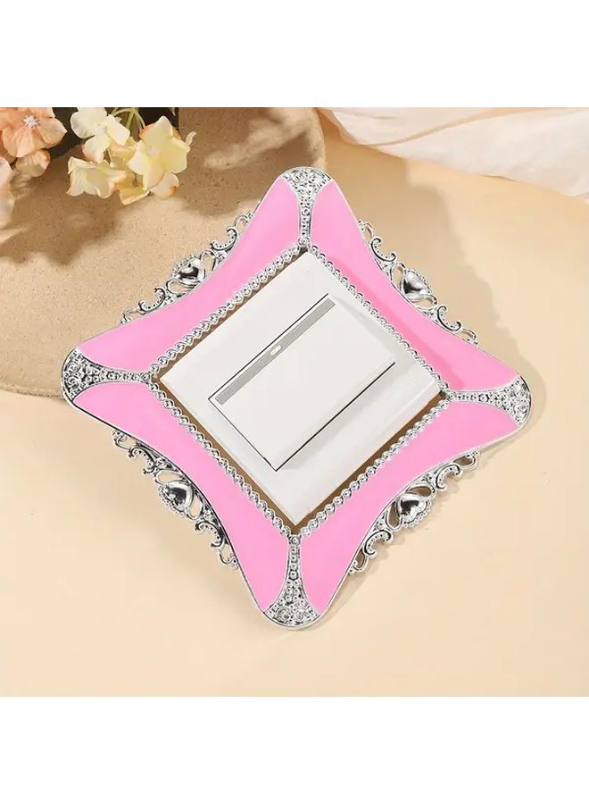 Vintage Heart Shaped Light Switch Sticker Silvery Pink Peel Stick No Wiring - Image 1