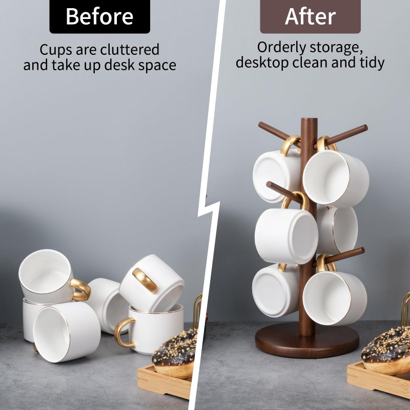 MyLifeUNIT Mug Holder Tree, Coffee Cup Holder with 6 Hooks (Brown) - Image 3