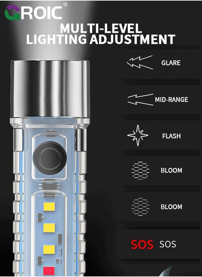 GROIC Keychain Flashlight USB C Rechargeable, 5000K, High CRI, 420 Lumens EDC Mini Size with Multifunctional Sidelight, Best for Gift/Emergencies/Camping  - Image 2