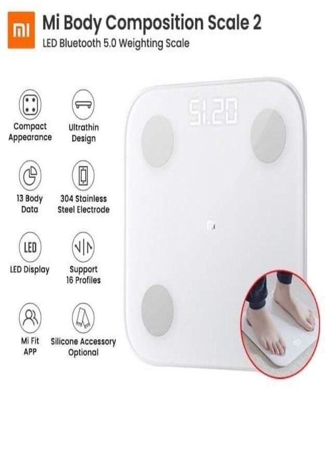 MIJIA - Xiaomi Mi Body Composition Scale 2 Smart Fat Weight Health Scale BT 5.0 Balance Test 13 Body Data BMI Weight Scale LED Digital Display Mi Fit APP Data Analysis Weight Machine | Weighing Scale - White - Image 1