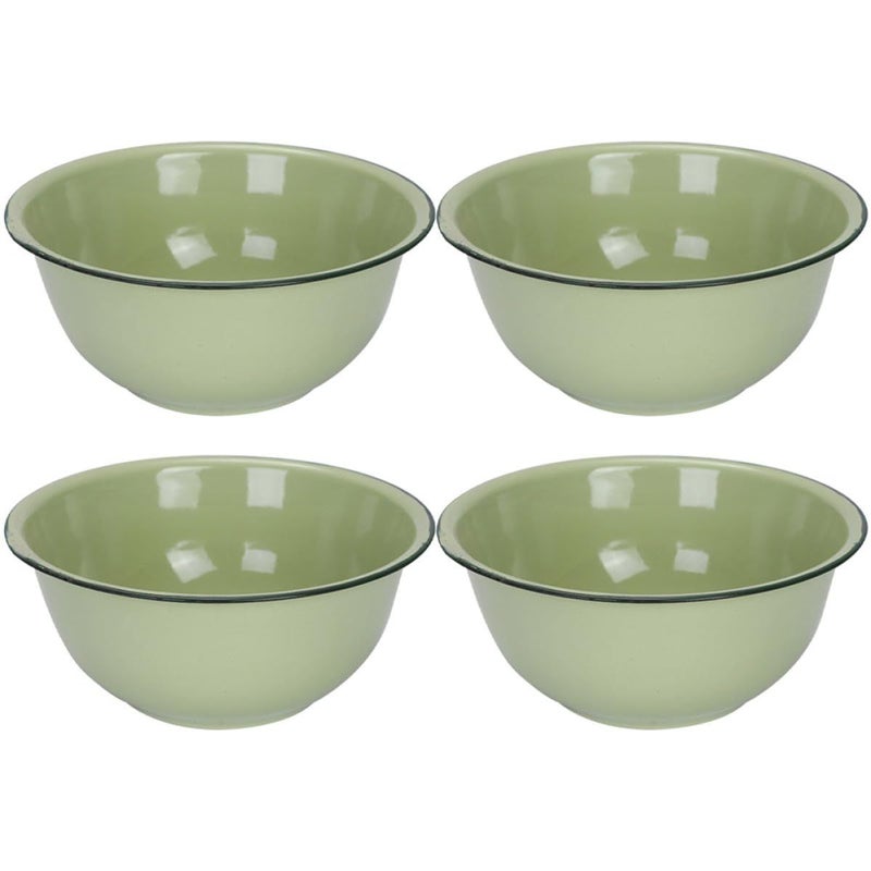 Vintage Green Enamel Basin Set 4pcs 18cm Thickened Mixing Bowls for Kitchen Storage - Image 2