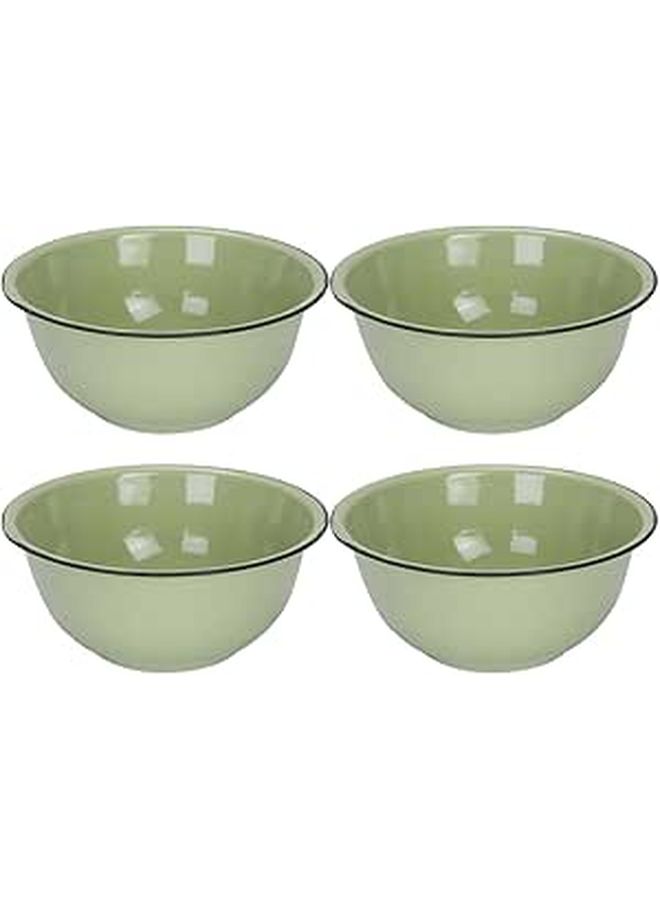 Vintage Green Enamel Basin Set 4pcs 18cm Thickened Mixing Bowls for Kitchen Storage - Image 1