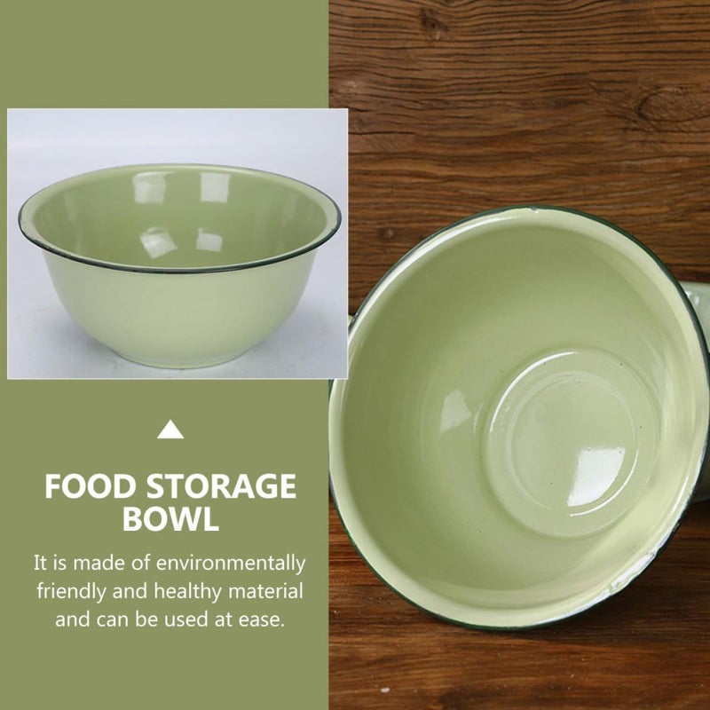 Vintage Green Enamel Basin Set 4pcs 18cm Thickened Mixing Bowls for Kitchen Storage - Image 5