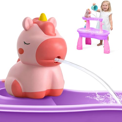 weirtoya Water Table Pump for Toddlers Unicorn Toys Battery Powered Pump for Water Table Cordless Work Splash Toys Kids Toddler Summer Outddor Toys - Image 1