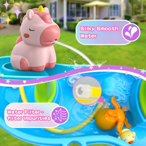 weirtoya Water Table Pump for Toddlers Unicorn Toys Battery Powered Pump for Water Table Cordless Work Splash Toys Kids Toddler Summer Outddor Toys - Image 5