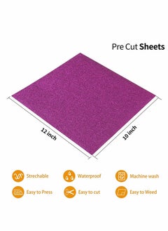 Y&D 12 Pcs Glitter HTV Heat Transfer Vinyl Iron on Vinyl, 10 Assorted Colors Press for T-Shirts Works, Easy to Cut, 12in x 10in  - Image 4