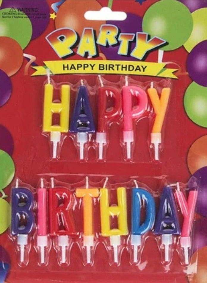 مجموعة شموع “هابي بيرثداي” ملوّنة – 13 قطعة لتزيين التورتة - Image 4