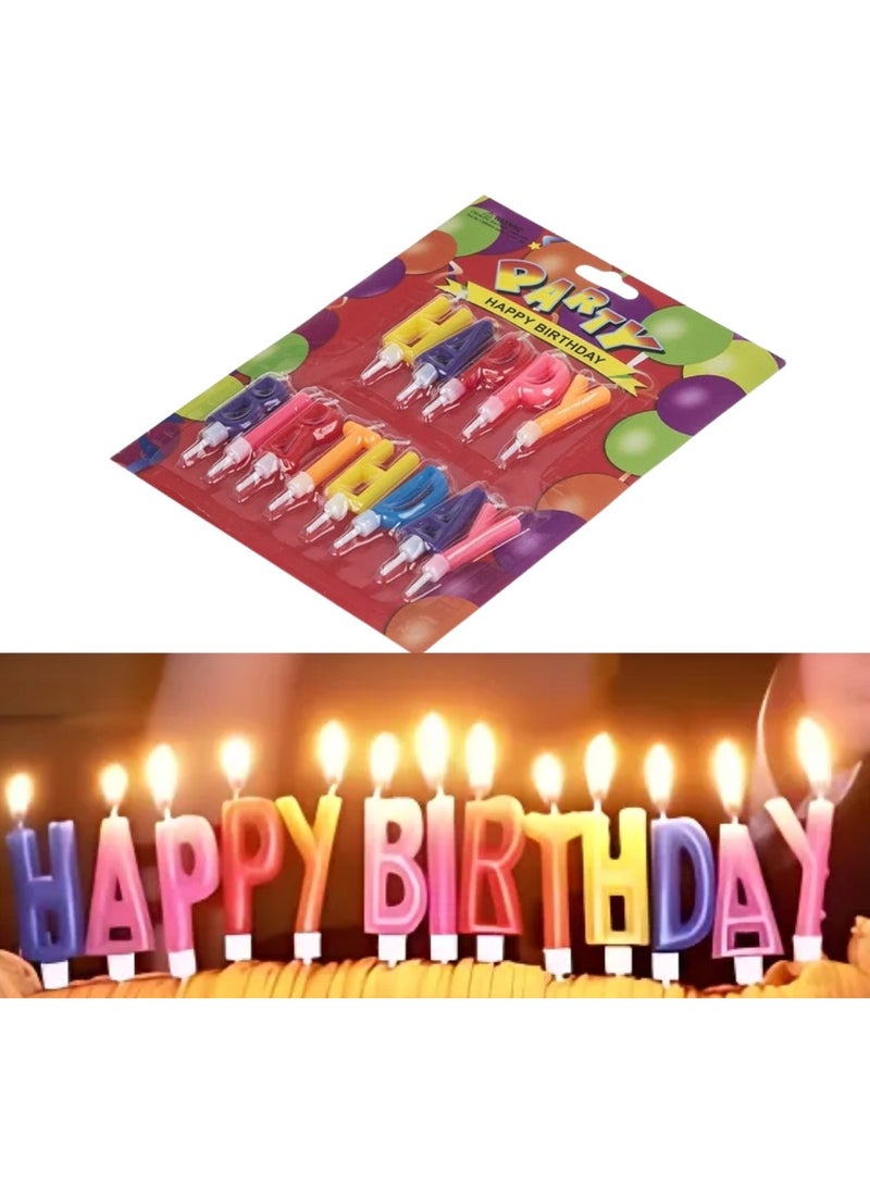 مجموعة شموع “هابي بيرثداي” ملوّنة – 13 قطعة لتزيين التورتة - Image 2