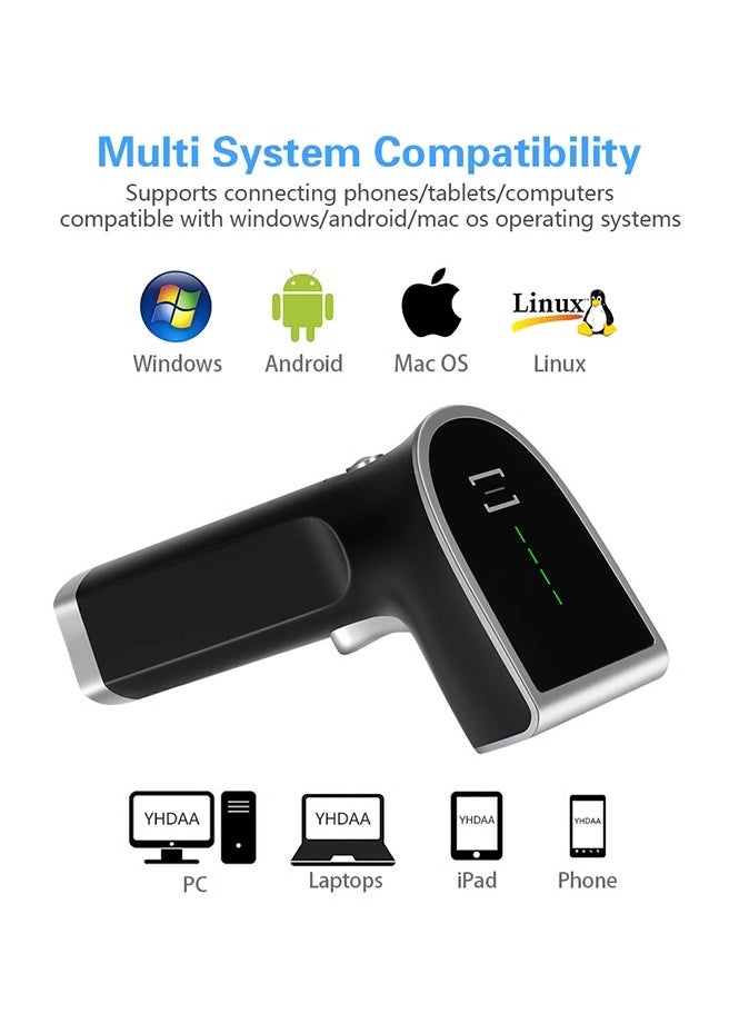 Generic 1D/2D Wireless Barcode Scanner with Stand, 2.4G Transmission up to 100m, Rechargeable 2600mAh Battery, Shockproof Durable Design, Compatible with iOS, Android, Windows, Mac OS, Plug and Play  - Image 5