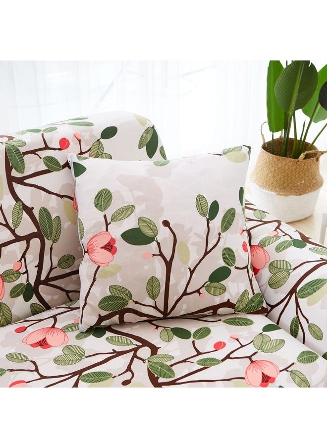 Generic - 3-Seater Exquisitely Designed Floral Printed Wrinkle-free Full Coverage Stretchable Sofa Slipcover With 1xCusion Cover Multicolour Length Stretch From 186 To 230cm - Image 1