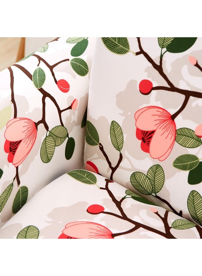 Generic - 3-Seater Exquisitely Designed Floral Printed Wrinkle-free Full Coverage Stretchable Sofa Slipcover With 1xCusion Cover Multicolour Length Stretch From 186 To 230cm - Image 1