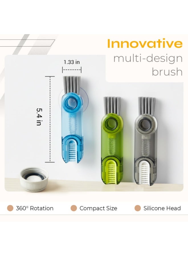 3 Pack Bottle Cleaner Brush, 3 in 1 Multifunctional Silicone Cleaning Brush, Cleaner for Cup Lid, Bottle Portable Home Kitchen - Image 4