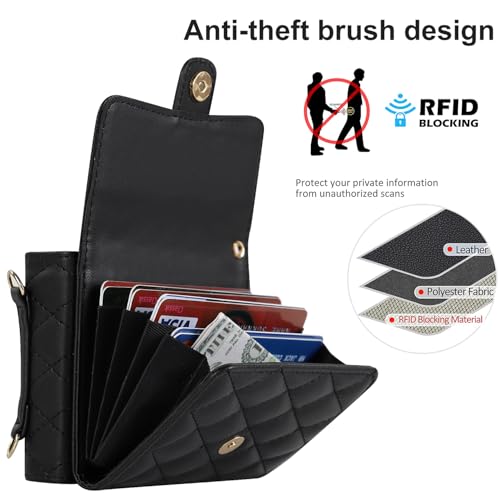 XIMAND for Samsung Galaxy Z Flip 6 Accordion Crossbody Wallet Case, 4 Card Slots, RFID Blocking, and Adjustable Strap - Stylish and Versatile Accessory for The Modern Chic Woman (Black) - Image 5