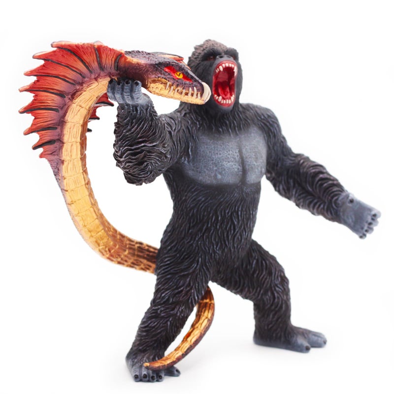 Higherbros Realistic Plastic Gorilla with Snake Model Toy Jungle Animal Figurine for Collectors Kids and Home Decor - Image 3