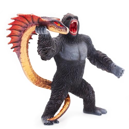 Higherbros Realistic Plastic Gorilla with Snake Model Toy Jungle Animal Figurine for Collectors Kids and Home Decor - Image 1