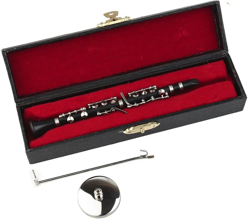 Dselvgvu Miniature Clarinet with Stand and Case Mini Musical Instrument Clarinet Replica Collectible Figurines Dollhouse Accessories Model Home Decoration Display Ornament (5.24") - Image 4