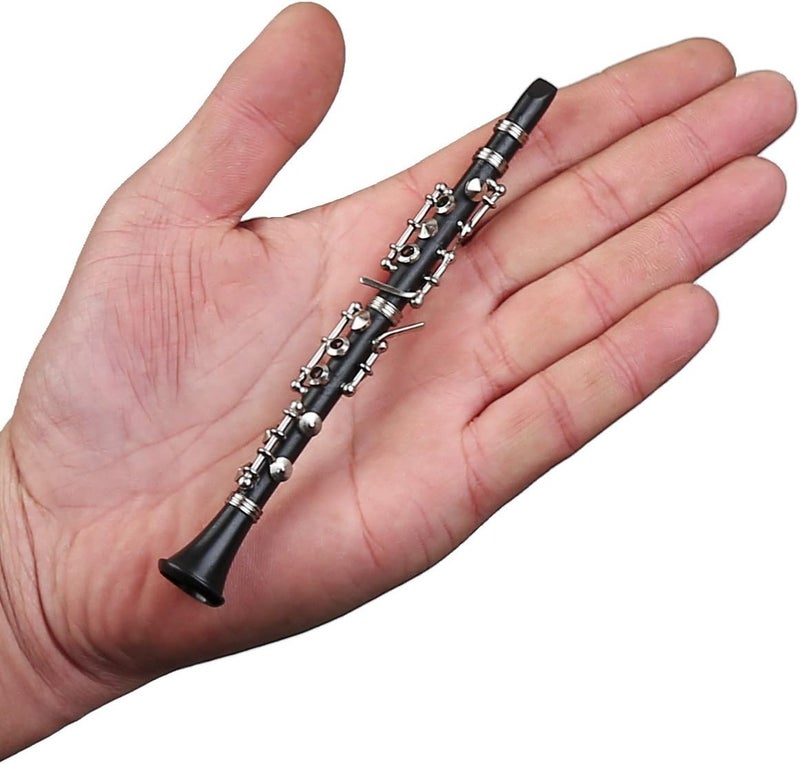 Dselvgvu Miniature Clarinet with Stand and Case Mini Musical Instrument Clarinet Replica Collectible Figurines Dollhouse Accessories Model Home Decoration Display Ornament (5.24") - Image 2