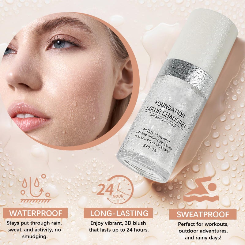 Sefudun Concealer Cover Cream, Flawless Colour Changing Warm Skin Tone Foundation Makeup, Base Nude Face Liquid Cover Concealer (2 pcs) - Image 4