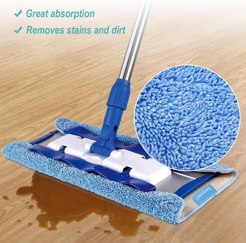 KEEPOW Microfiber Mop Refills Compatible with MR.SIGA Professional Microfiber Mop, 5 Pack Reusable Flat Mop Refills for Hardwood, Laminate, Tile Floor Cleaning, Size: 44cm X 24cm - Image 4