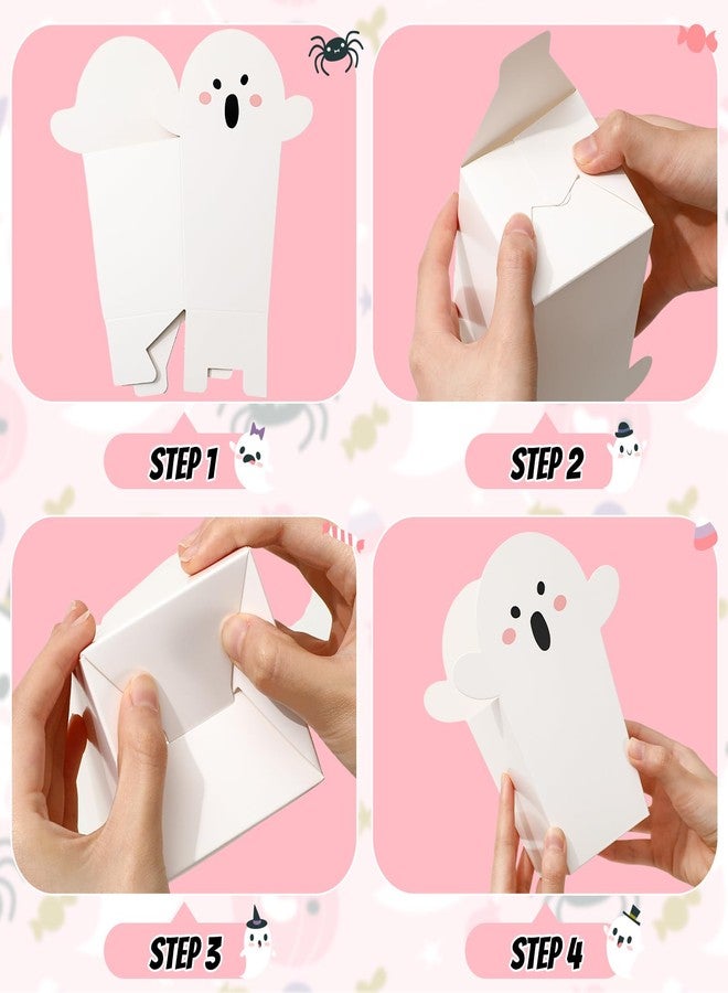 Whaline 24Pcs Halloween Popcorn Box Cute Ghost Popcorn Bucket Paper Candy Box for Movie Night Party Favors Supplies - Image 2