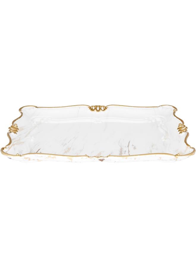 السيف غاليري صينية تقديم بلاستيكية 42 سم رخام أبيض - Image 1