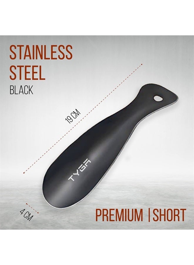 TYGA STORE Metal Shoe Horn - Short 7in Shoehorn Lazy Shoe Helper, Small Shoe Horns With Hook, For Men, Women and Kids (Black, 2)  - Image 4