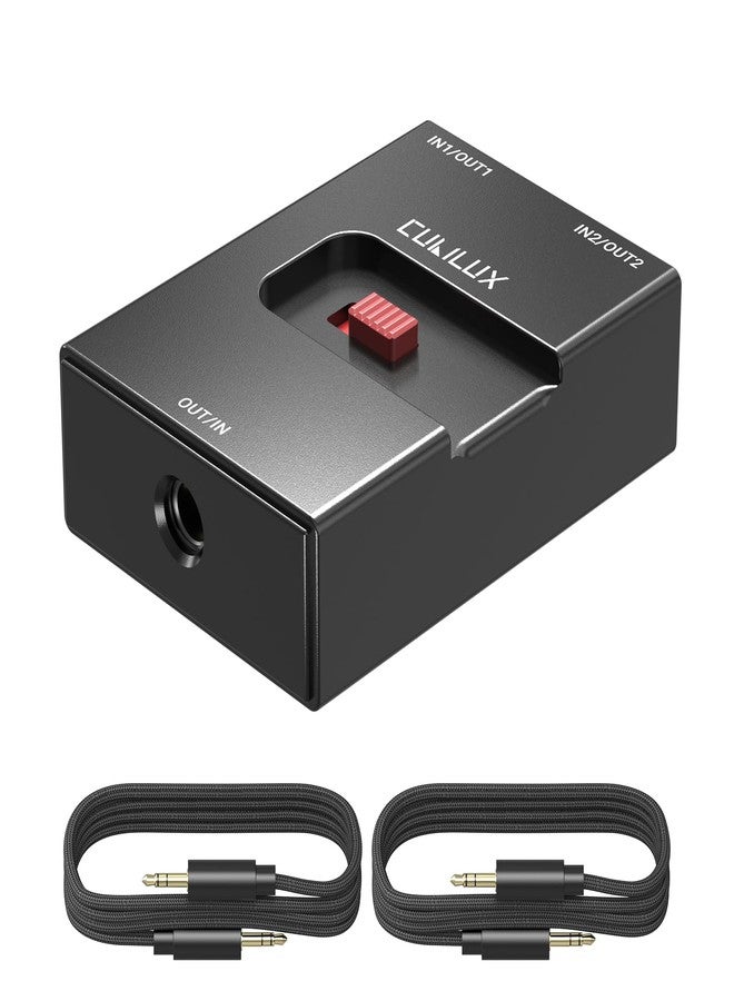 Cubilux 3.5mm Audio Selector, Bidirectional 2-In-1-Out or 1-In-2-Out 1/8-in TRS Headphone Switcher, Ultra-Compact Aluminum Case Passive Toggle A/B AUX Switch Box for PC - Image 1