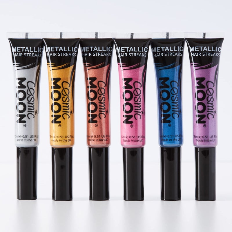 Cosmic Moon Metallic Hair Color Streaks | Cosmic Moon 0.50fl oz - Set of 6 | Temorary Wash Out Hair Dye - Image 2