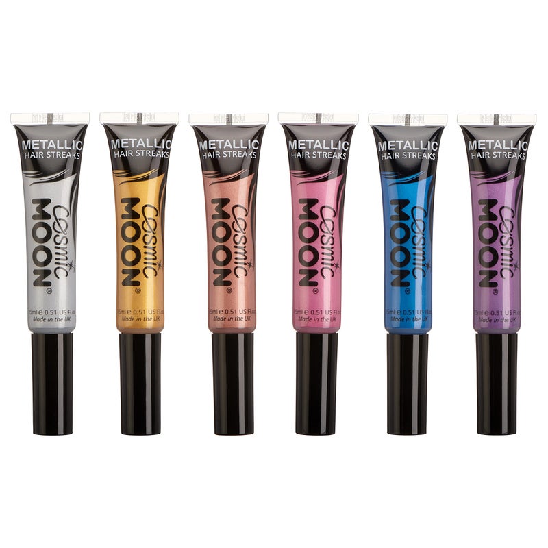 Cosmic Moon Metallic Hair Color Streaks | Cosmic Moon 0.50fl oz - Set of 6 | Temorary Wash Out Hair Dye - Image 1