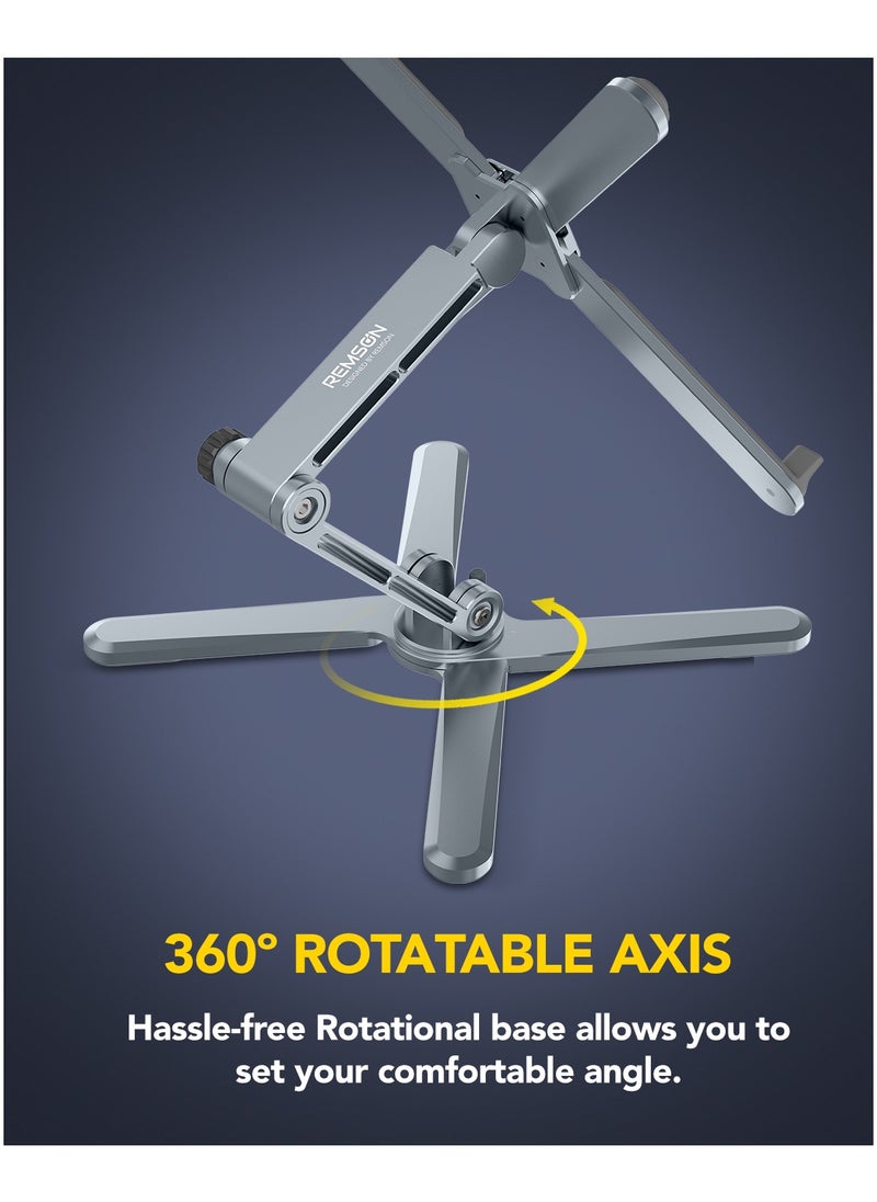 Remson - Remson Axis Stand Rotatable and Foldable Laptop and Tablet Stand Riser Holder Aluminum Alloy 360 Rotation Compatible with MacBook Air Pro, HP, Dell XPS,Laptops up to 16 inches - Image 1
