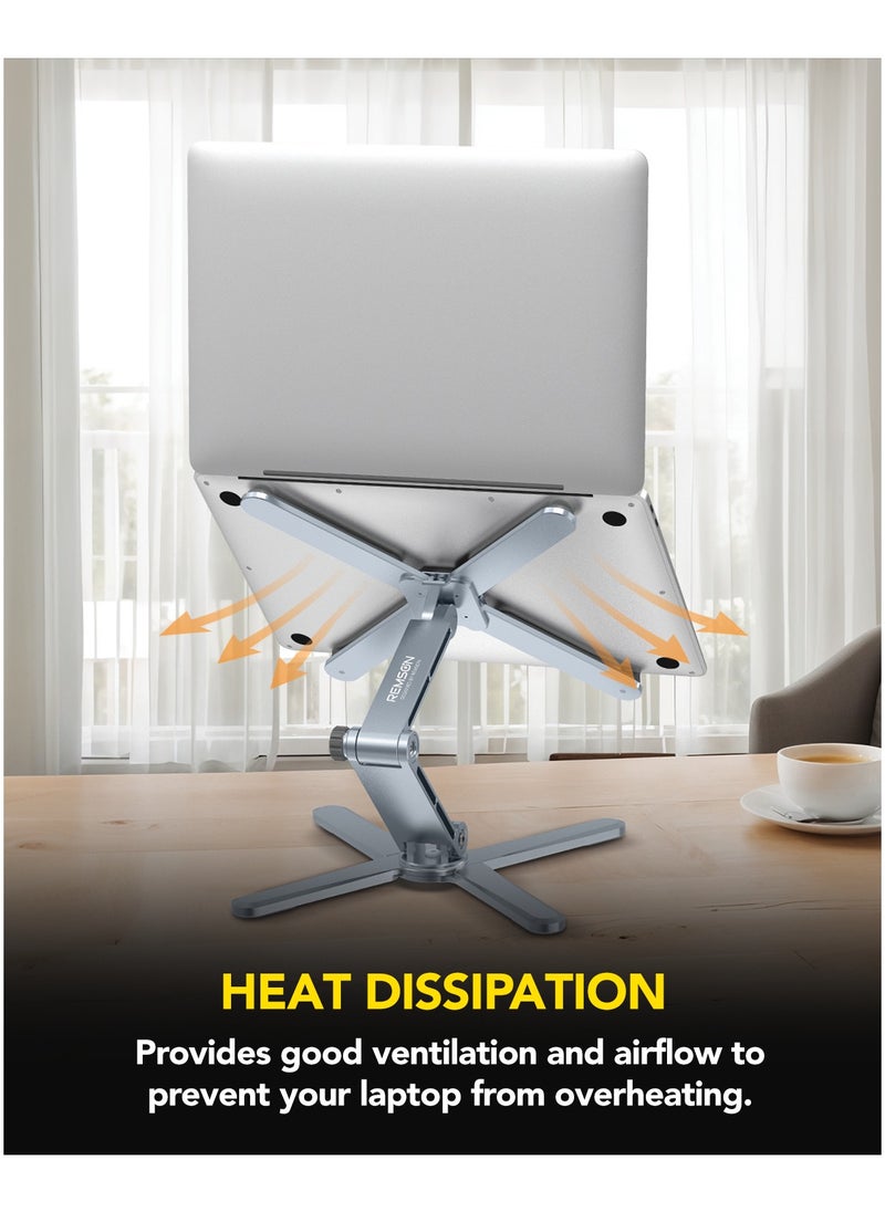 Remson - Remson Axis Stand Rotatable and Foldable Laptop and Tablet Stand Riser Holder Aluminum Alloy 360 Rotation Compatible with MacBook Air Pro, HP, Dell XPS,Laptops up to 16 inches - Image 1