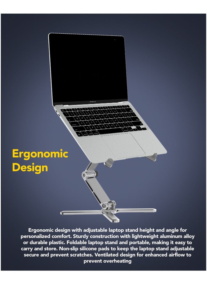 Remson - Remson Axis Stand Rotatable and Foldable Laptop and Tablet Stand Riser Holder Aluminum Alloy 360 Rotation Compatible with MacBook Air Pro, HP, Dell XPS,Laptops up to 16 inches - Image 1