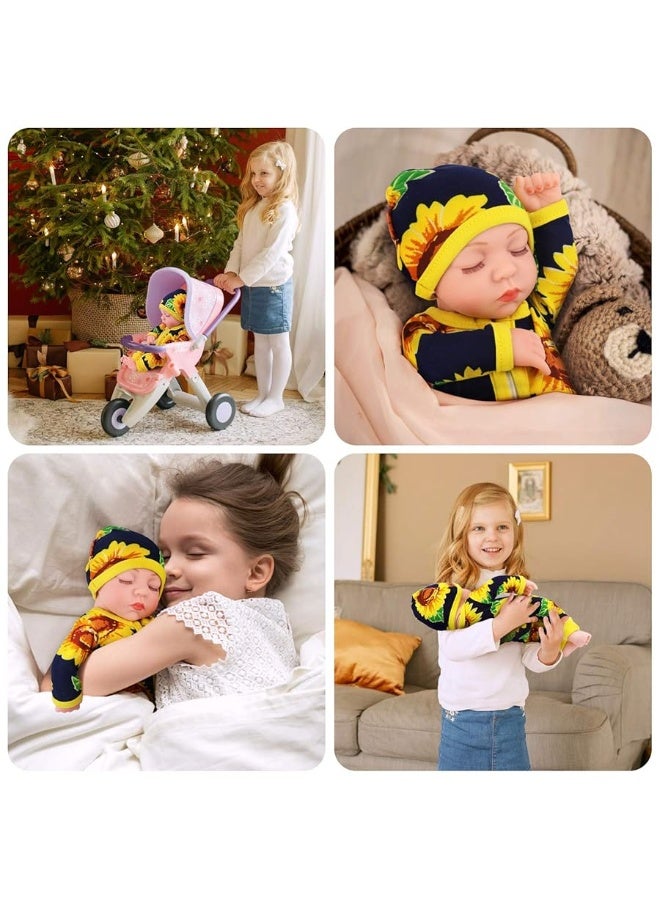Ecore Fun 10 Inch New-Born Reborn Doll Baby Doll and Clothes Set Washable Realistic Silicone Baby Dolls with Cute Sunflower Jumpsuit Clothes-Best Gift for Kids Girls - Image 1