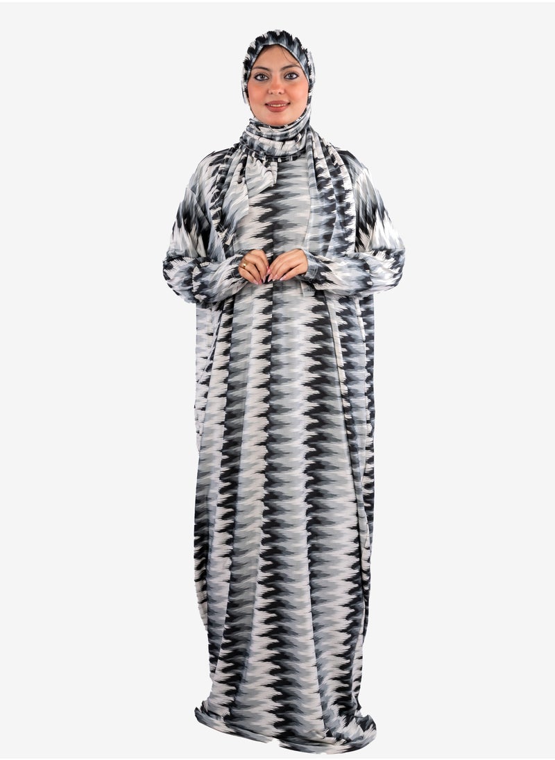 ARTLOOK - A comfortable, loose-fitting prayer robe with an attached hijab scarf - various colors and designs - Image 1