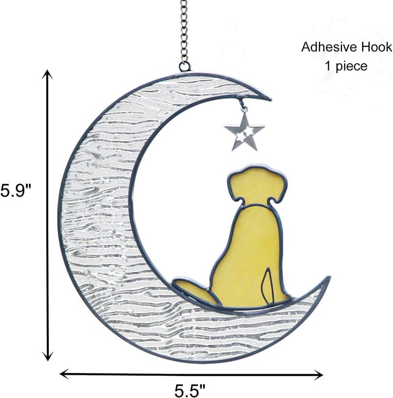 YT3 Studio Loss of Dog Sympathy Gift, Crystal Glass Dog Memorial Gifts for Pet Loss Gifts Stained Glass Dog on Moon Suncatcher Window Hanging Pet Sympathy Gifts for Dogs Pet Memorial Gifts Dog Passing Away Gifts - Image 2