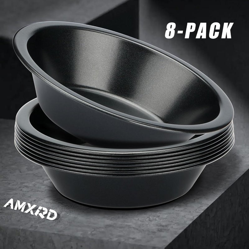 AMXRD 5 inch Pie Pans, 8-Piece Small Round Cake Pan, Reusable Nonstick Carbon Steel Pie Tins for Oven and Instant Pot Baking - Image 3