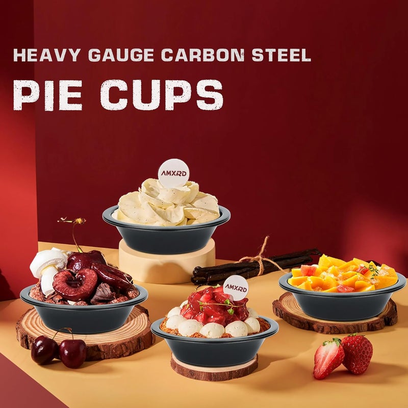 AMXRD 5 inch Pie Pans, 8-Piece Small Round Cake Pan, Reusable Nonstick Carbon Steel Pie Tins for Oven and Instant Pot Baking - Image 5